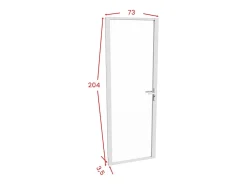 Vente-unique Bloc porte réversible en aluminium et verre trempé - H204 x L73 cm - Blanc - LOXTON- Bloc Porte