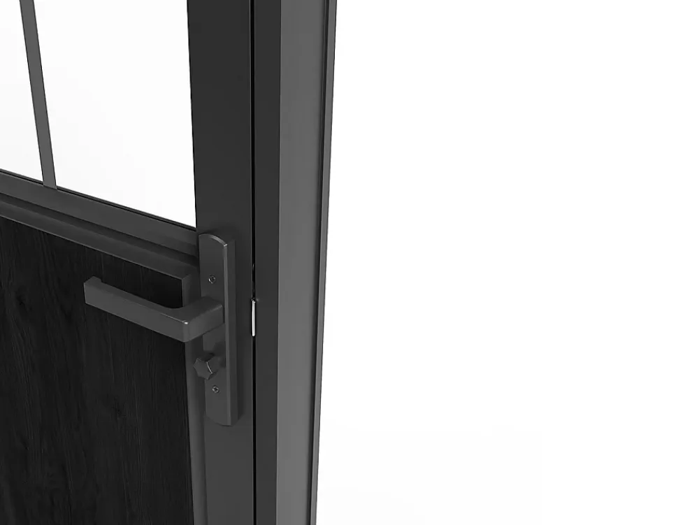 Vente-unique Bloc Porte<Bloc porte réversible en aluminium et verre trempé style atelier - H204 x L73 cm - Noir - ERMELO