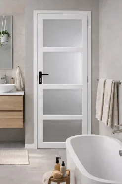 Gd Menuiseries Bloc Porte<Bloc Porte Tana Vitrée Blanc H204 X L73 Côte Tableau P.gauche, Poignee
