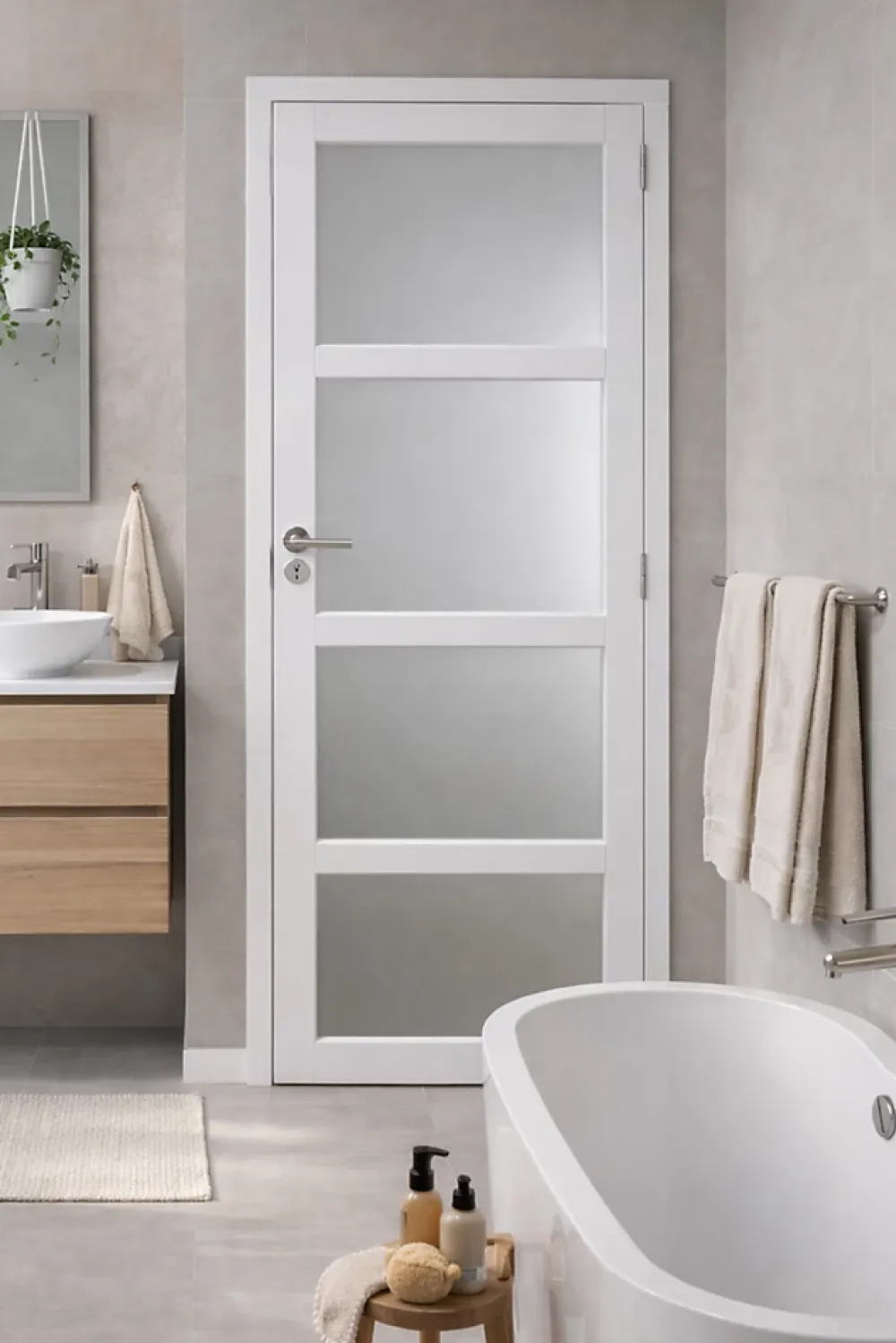 Gd Menuiseries Bloc Porte Tana Vitrée Blanc H204 X L83 Côte Tableau P.gauche,poignee Pomerol- Bloc Porte