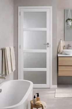 Gd Menuiseries Bloc Porte Tana Vitrée Blanc H204 X L73 Côte Tableau P.droite,poignee Pomerol- Bloc Porte