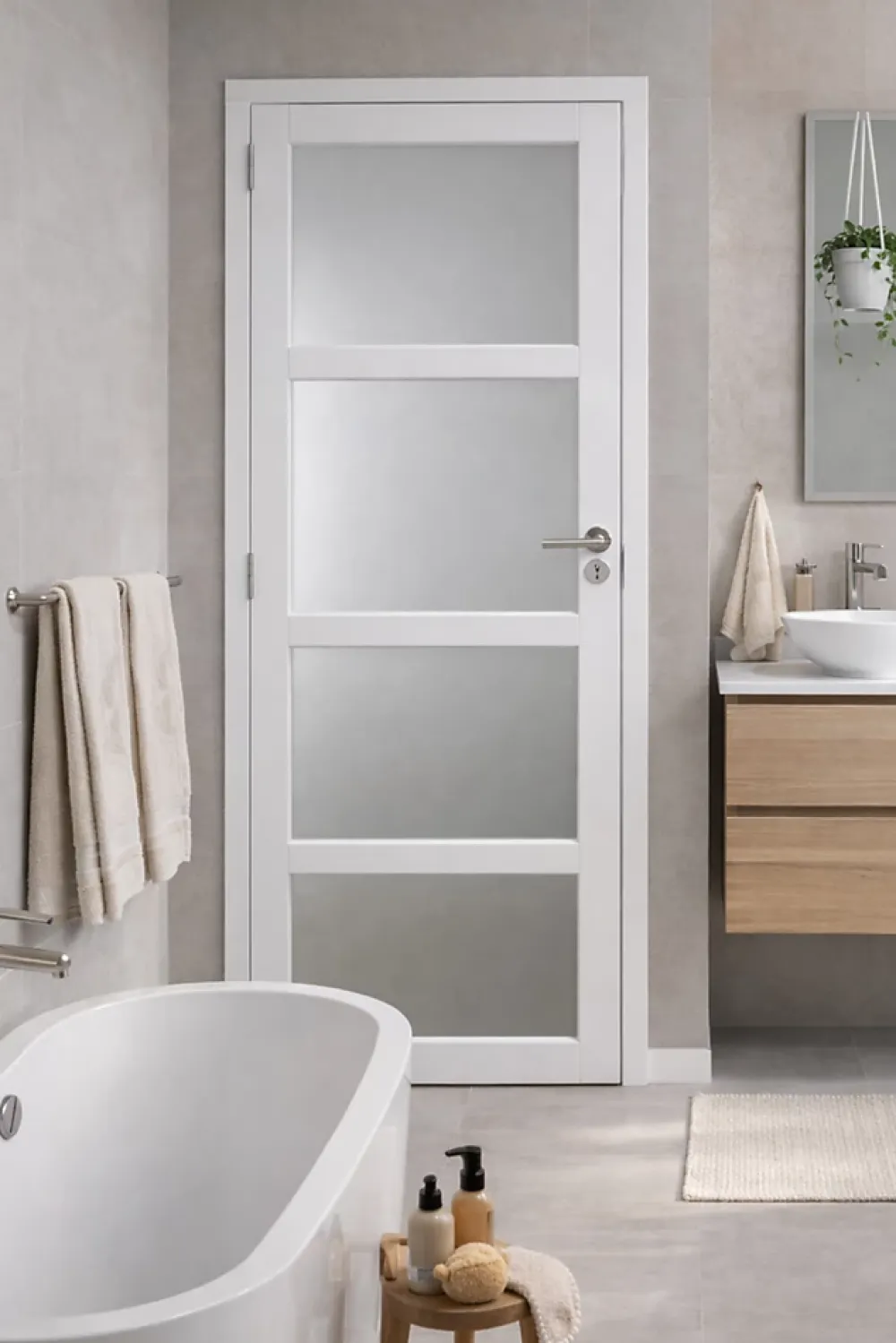 Gd Menuiseries Bloc Porte Tana Vitrée Blanc H204 X L73 Côte Tableau P.droite,poignee Pomerol- Bloc Porte