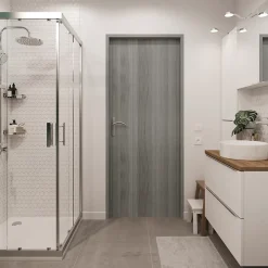 Bloc Porte<Bloc-porte Alpille effet bois gris H.204 x l.73 cm, réversible