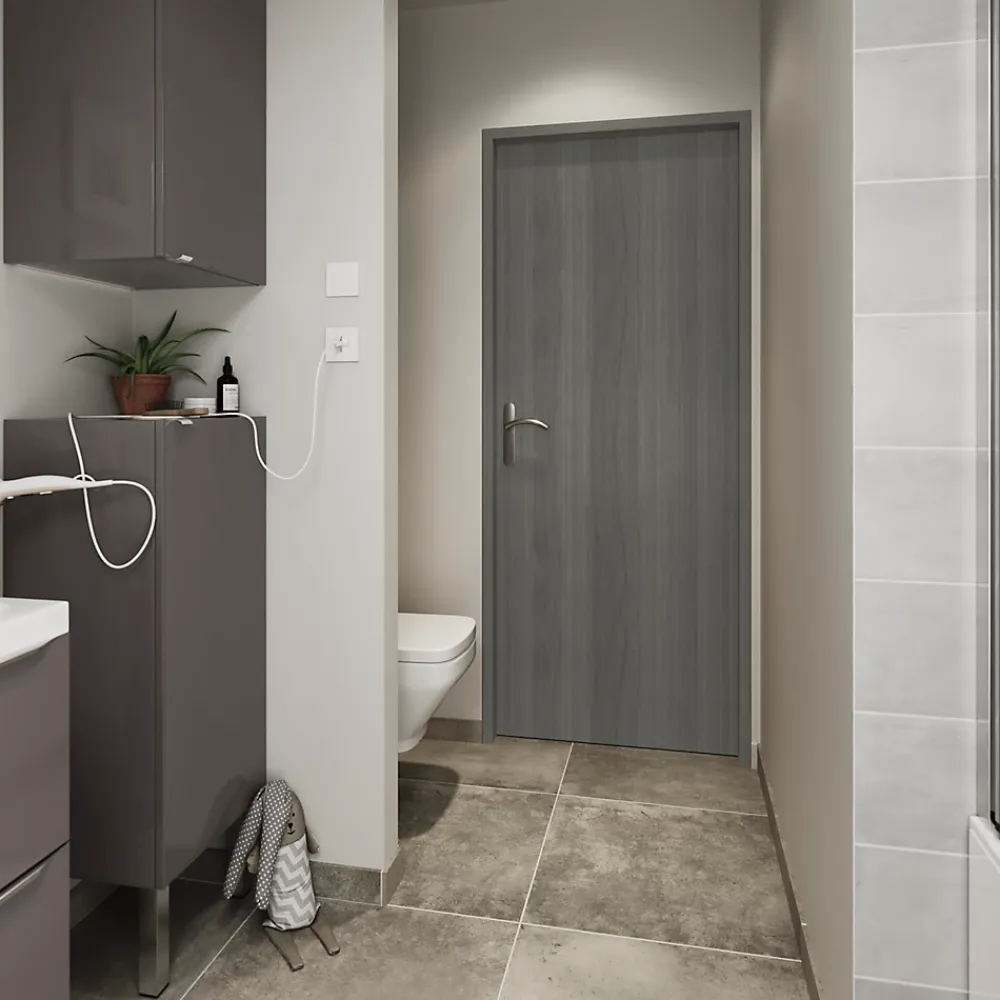 Bloc Porte<Bloc-porte Alpille effet bois gris H.204 x l.73 cm, réversible