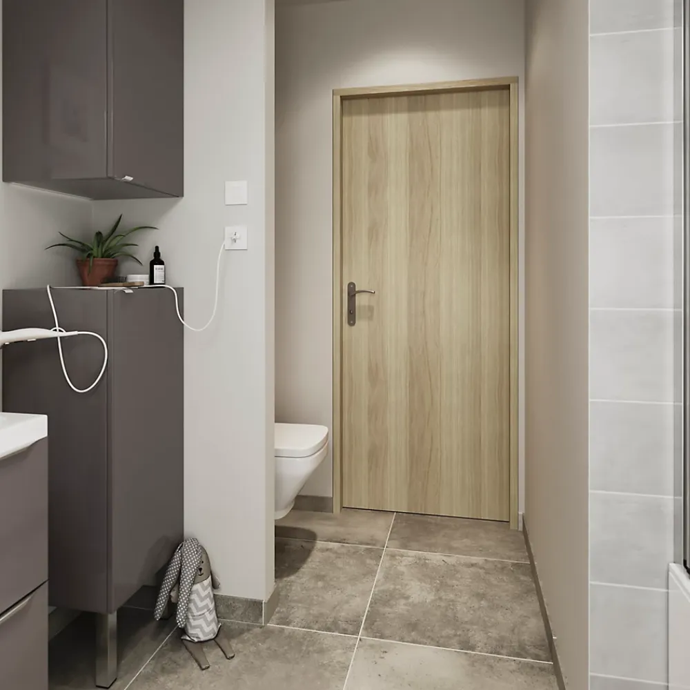 Bloc Porte<Bloc-porte Alpille effet chêne naturel H.204 x l.73 cm, réversible