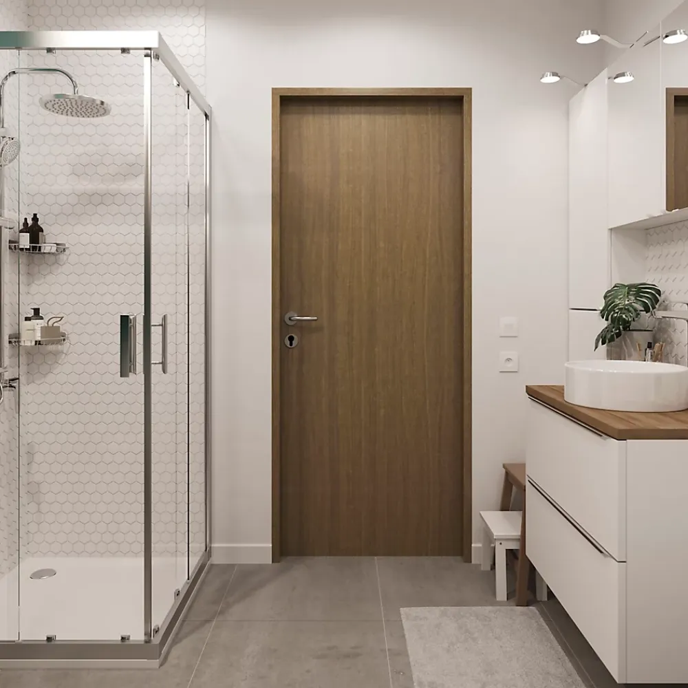 Bloc-porte Alpille effet noyer naturel H.204 x l.73 cm, réversible- Bloc Porte