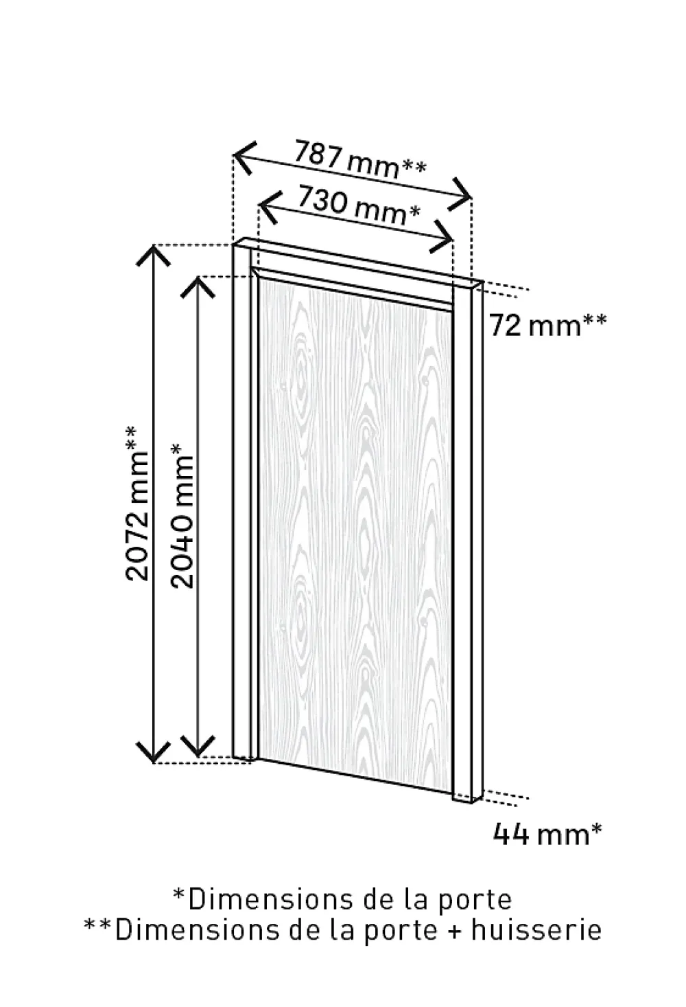 Bloc-porte Alpille effet noyer naturel H.204 x l.73 cm, réversible- Bloc Porte