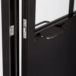 Bloc-porte atelier 3 carreaux vitrés transparent, poussant droit, coloris noir mat H.213 x l.83cm- Bloc Porte