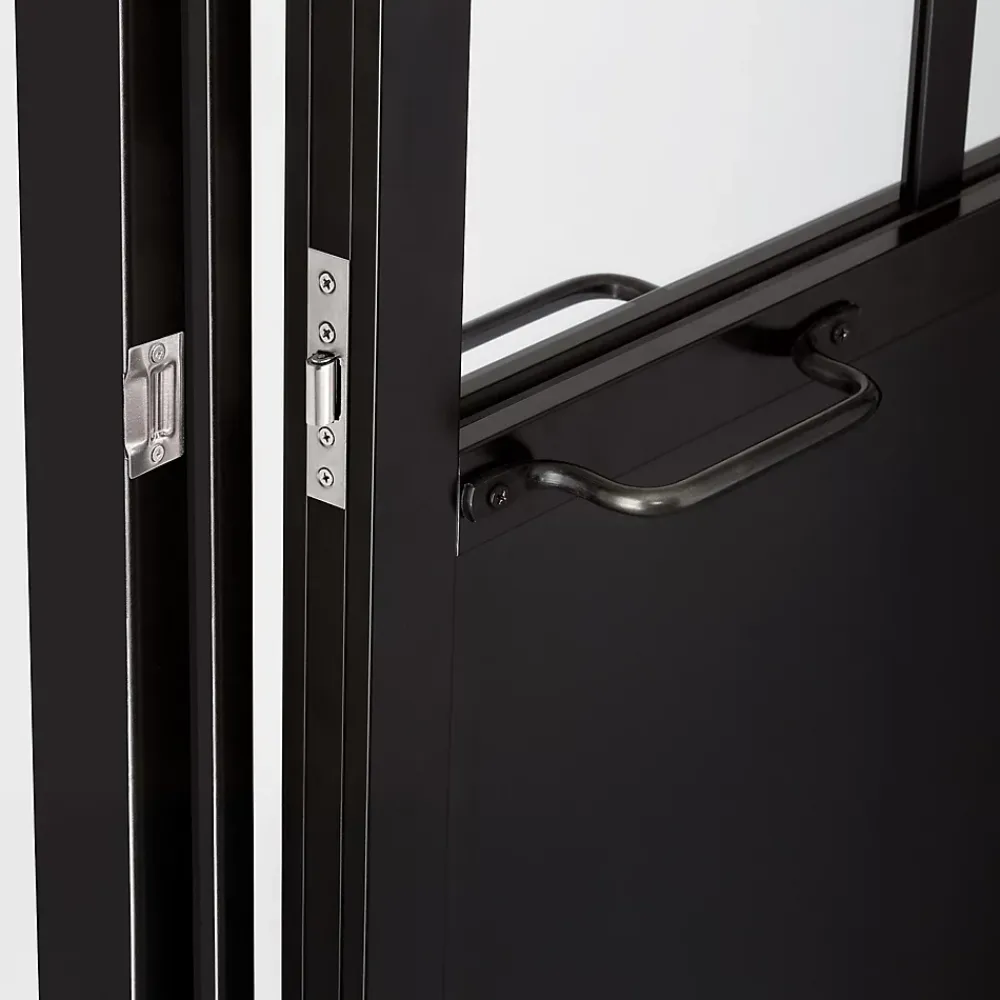 Bloc-porte atelier 3 carreaux vitrés transparent, poussant droit, coloris noir mat H.213 x l.83cm- Bloc Porte