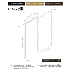 Bloc-porte Camargue 2 panneaux blanc H.204 x l.73 cm, poussant gauche- Bloc Porte