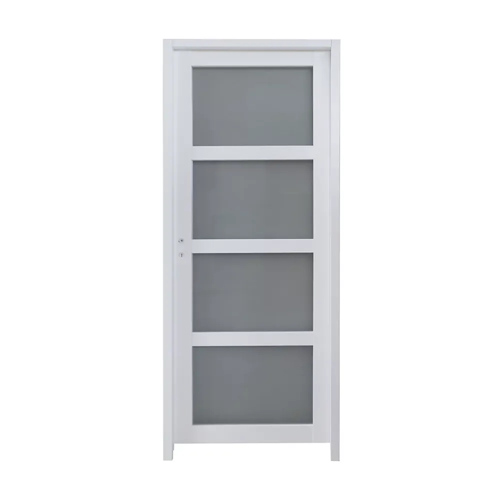 Bloc Porte<Bloc-porte Connemara 4 carreaux blanc H.204 x l.73 cm, poussant droit