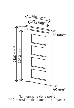 Bloc-porte Connemara pin H.204 x l.73 cm, poussant gauche- Bloc Porte