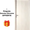 Porta la casa Bloc-porte fin de chantier coloris Latte, H.204 l.73cm, réversible + Poignée Goccia chrome Offerte- Bloc Porte