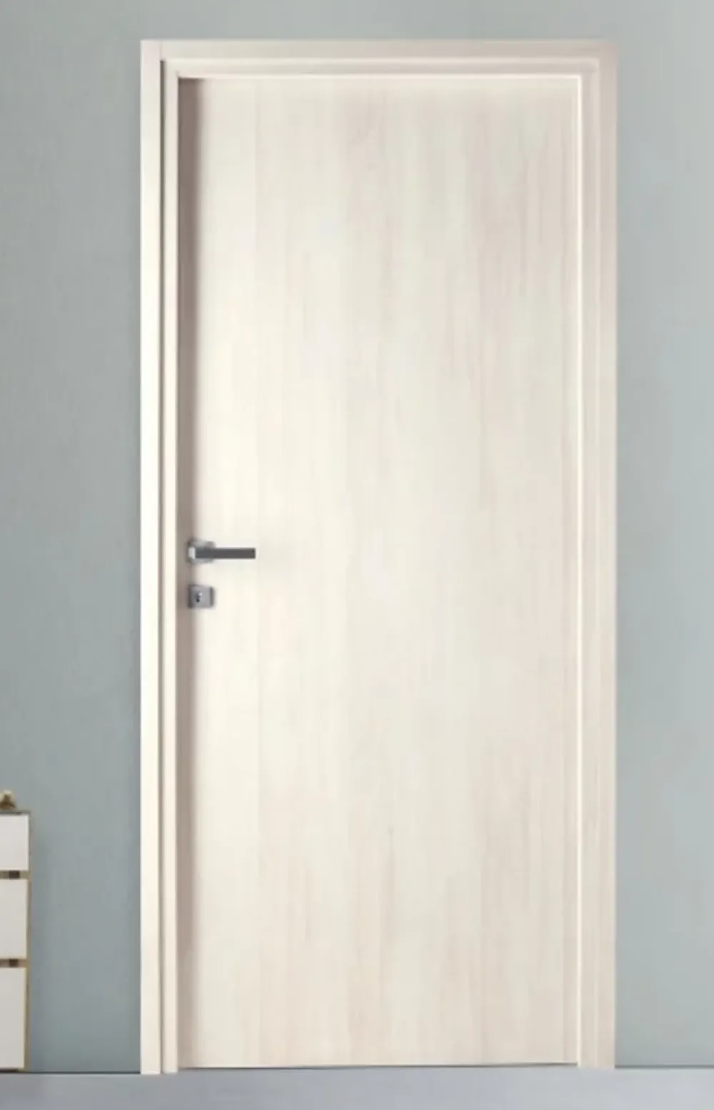 Porta la casa Bloc-porte fin de chantier coloris Latte, H.204 l.73cm, réversible + Poignée Goccia chrome Offerte- Bloc Porte