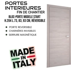 Ekasa Bloc Porte<Bloc-porte fin de chantier START Chêne Naturel, H.204 l.73cm, réversible