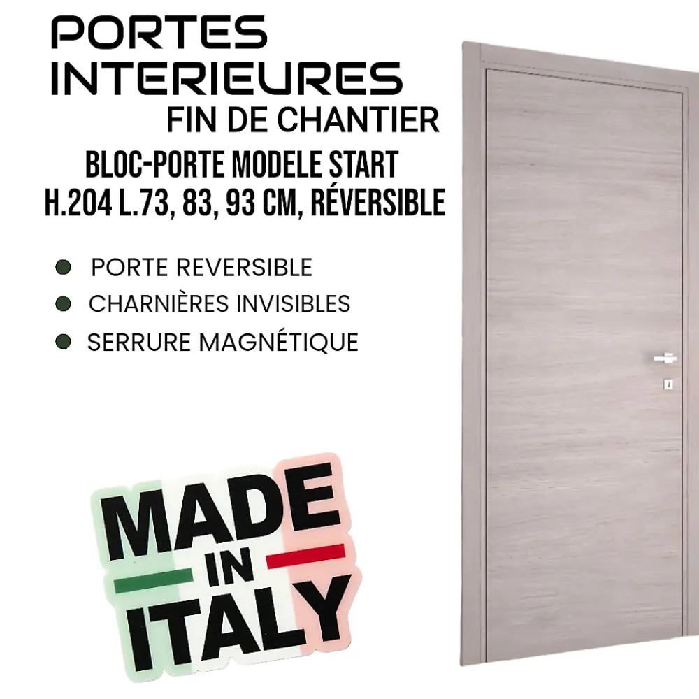 Ekasa Bloc Porte<Bloc-porte fin de chantier START Chêne Naturel, H.204 l.73cm, réversible