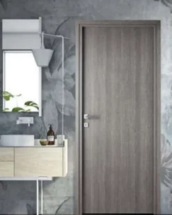 Porta la casa Bloc Porte<Bloc-porte fin de chantier Gris, H.204 l.83cm, réversible + poignée goccia chrome offerte