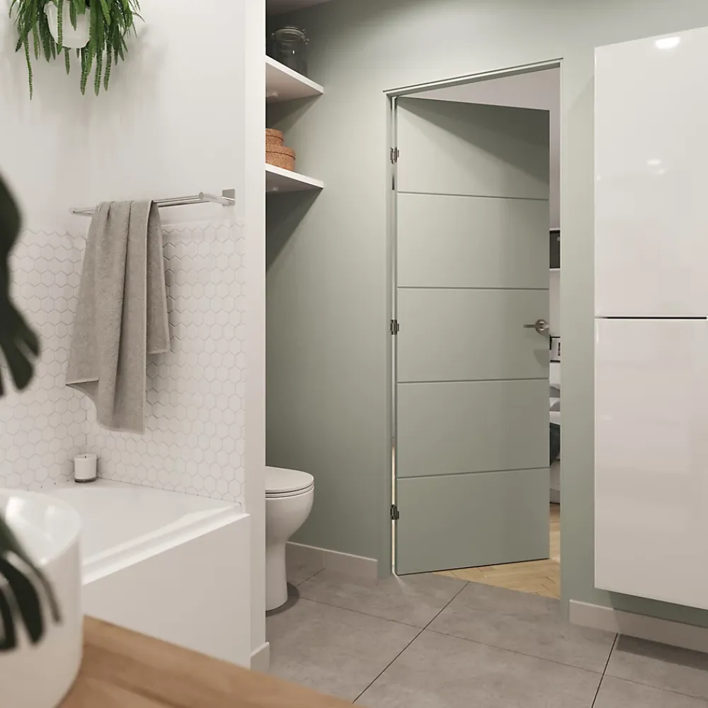 Bloc Porte<Bloc-porte Gravé prépeint H.204 x l.83 cm, poussant gauche