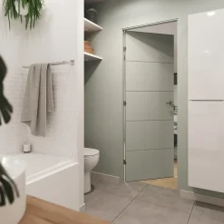 Bloc Porte<Bloc-porte Gravé prépeint H.204 x l.73 cm, poussant gauche