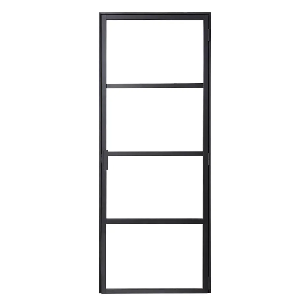 Bloc Porte<Bloc-porte Loft 4 carreaux vitrés transparents, poussant droit, coloris noir mat H.213 x l.83cm