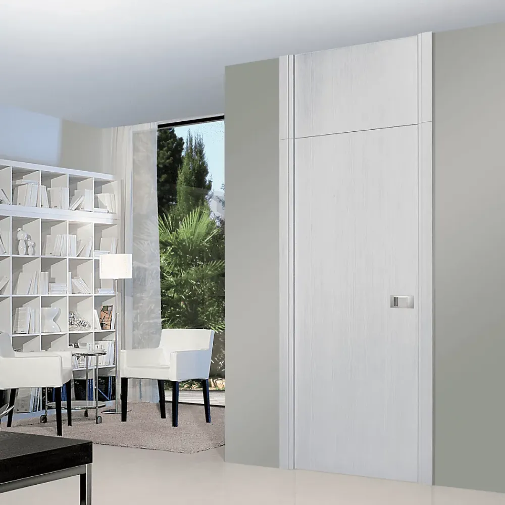 Reivilo Bloc-porte Miro avec poignée Exclusive grise, H.204 x l.73 cm, aspect chêne blanc- Bloc Porte
