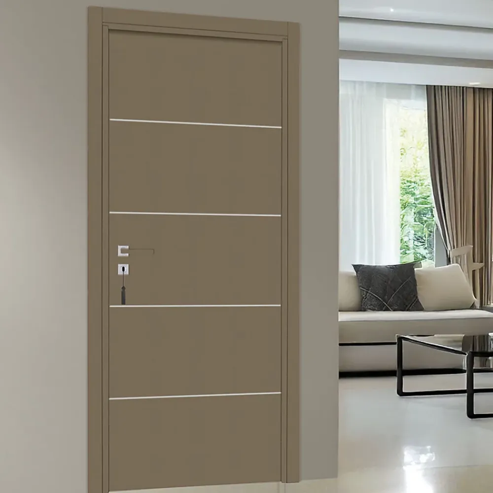 Reivilo Bloc-porte pose fin de chantier Premium Seymour, H.204 x l.83 cm, aspect cuir lichen, réversible- Bloc Porte