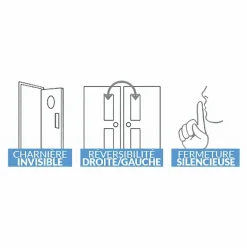 Reivilo Bloc-porte pose fin de chantier Premium Miro, H.204 x l.63 cm, aspect cuir argile, réversible- Bloc Porte