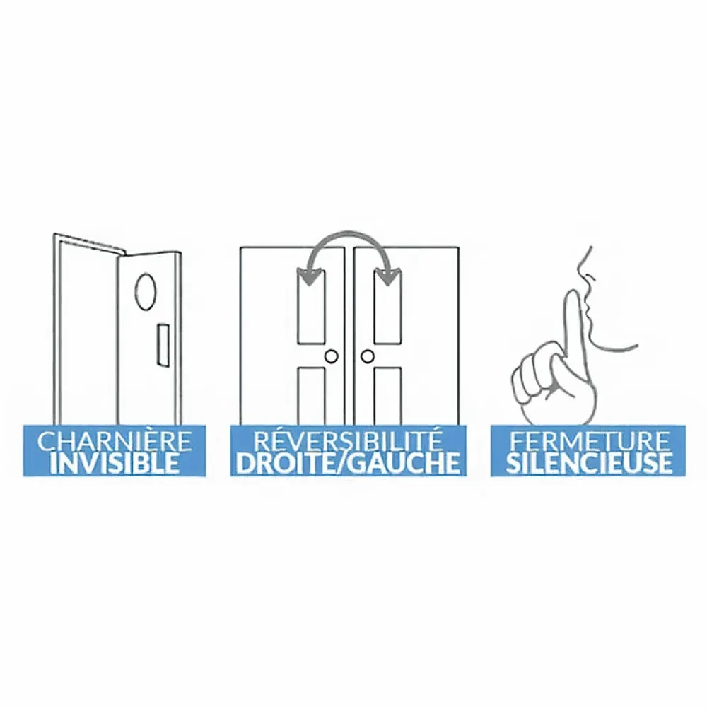 Reivilo Bloc-porte pose fin de chantier Premium Miro, H.204 x l.63 cm, aspect cuir argile, réversible- Bloc Porte