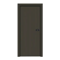 Reivilo Bloc-porte pose fin de chantier Premium Miro avec poignée Exclusive noire, H.204 x l.63 cm, aspect cuir basalte, réversible- Bloc Porte