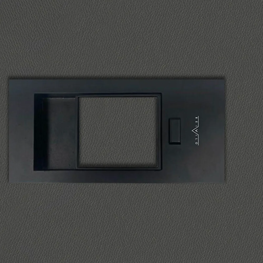 Reivilo Bloc-porte pose fin de chantier Premium Miro avec poignée Exclusive noire, H.204 x l.63 cm, aspect cuir basalte, réversible- Bloc Porte