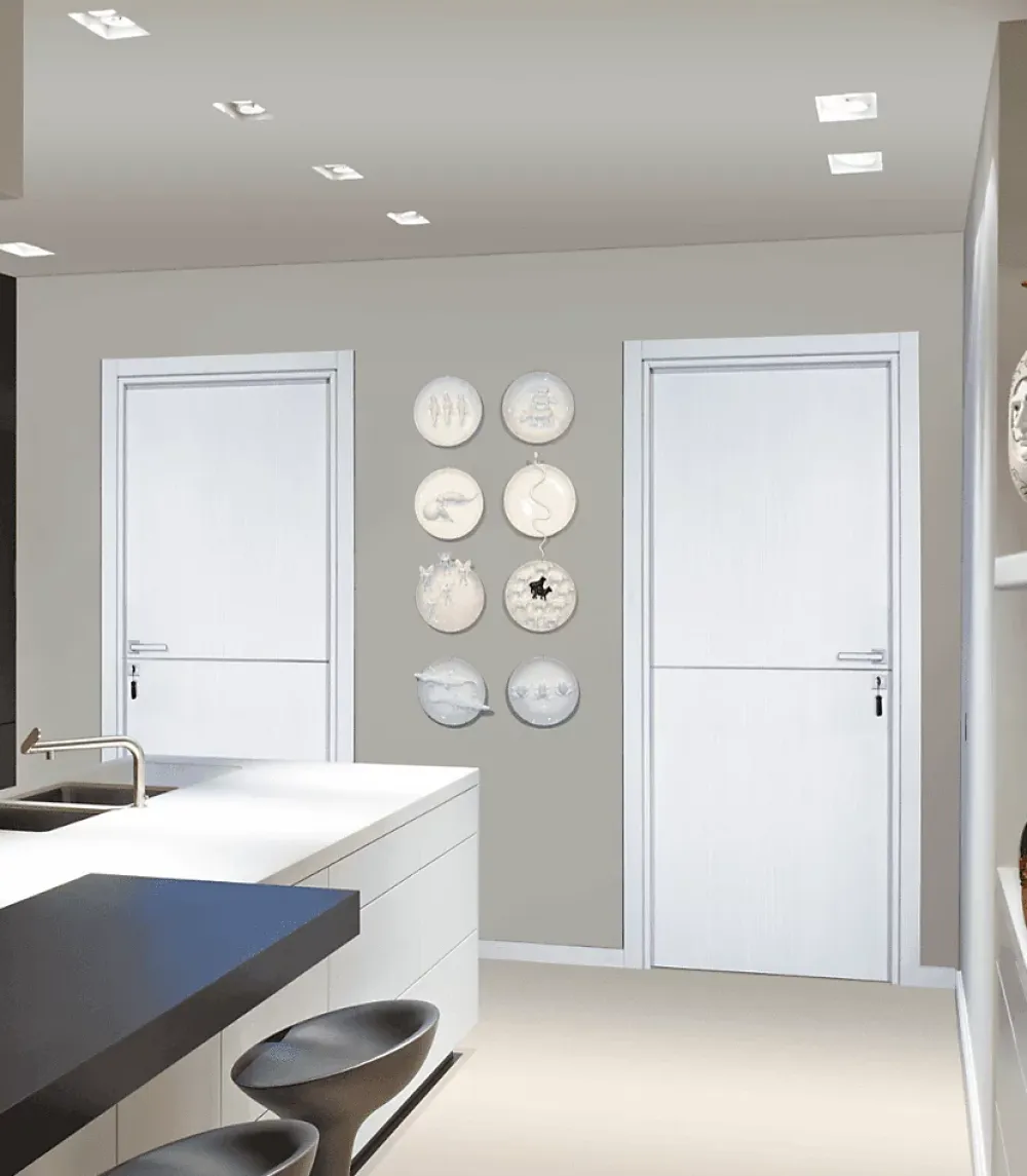 Reivilo Bloc-porte pose fin de chantier Premium Riva, H.204 x l.83 cm, aspect chêne blanc, réversible- Bloc Porte