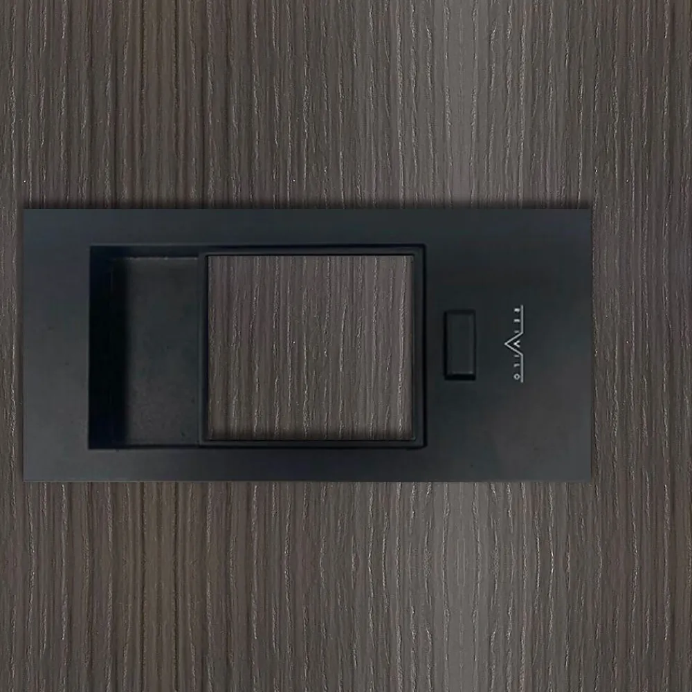 Reivilo Bloc-porte pose fin de chantier Premium Miro avec poignée Exclusive noire, H.204 x l.63 cm, aspect chêne cendré, réversible- Bloc Porte