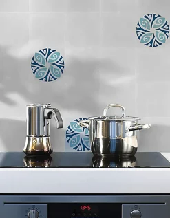 Pegane Boite de 24 Carreaux de ciment véritable 0,96m2/ Carreaux de ciment artisanaux coloris Bleu pour sol et mur - l.20 x L.20 cm- Mosaïque Pour Pièce À Vivre|Mosaïque Pour Salle De Bains