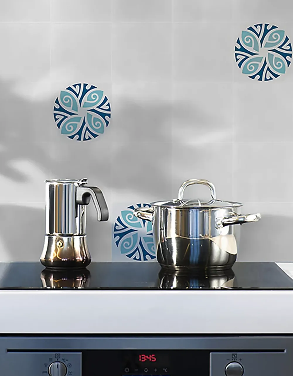 Pegane Boite de 24 Carreaux de ciment véritable 0,96m2/ Carreaux de ciment artisanaux coloris Bleu pour sol et mur - l.20 x L.20 cm- Mosaïque Pour Pièce À Vivre|Mosaïque Pour Salle De Bains