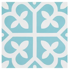 Pegane Mosaïque Pour Douche<Boite de 24 Carreaux de ciment véritable 0,96m2 / Carreaux de ciment artisanaux coloris bleu pour sol et mur - l.20 x L.20 cm