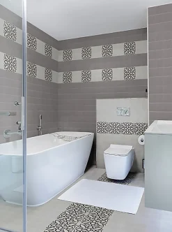 Pegane Mosaïque Pour Pièce À Vivre|Mosaïque Pour Wc<Boite de 24 Carreaux de ciment véritable 0,96m2 /Carreaux de ciment artisanaux pour sol et mur coloris gris - l.20 x L.20 cm