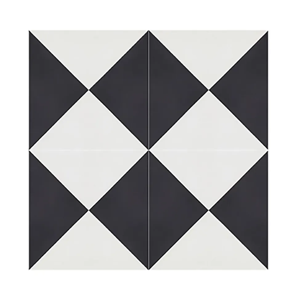 Pegane Mosaïque Pour Pièce À Vivre|Mosaïque Pour Wc<Boite de 24 Carreaux de ciment véritable 0,96m2 / Carreaux de ciment artisanaux coloris noir/blanc pour sol et mur - l.20 x L.20cm