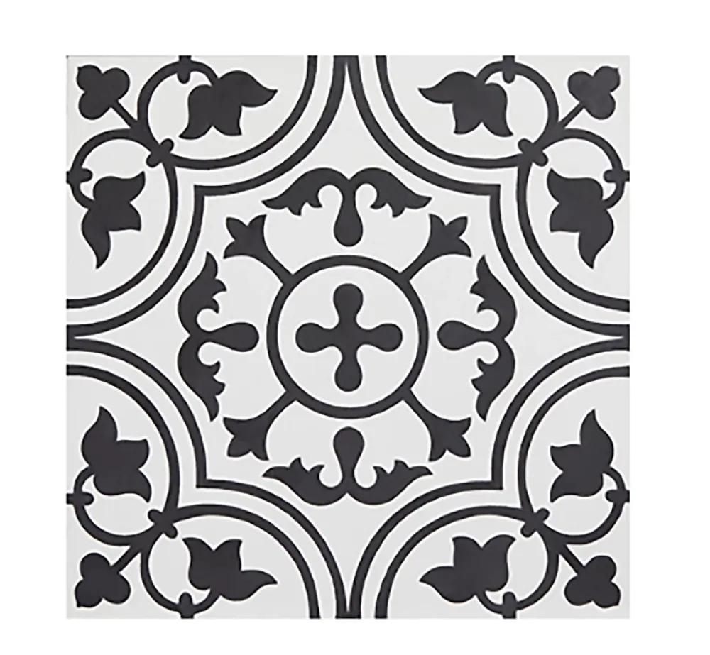 Pegane Boite de 24 Carreaux de ciment véritable 0,96m2 / Carreaux de ciment artisanaux pour sol et mur coloris noir/blanc- Mosaïque Pour Pièce À Vivre