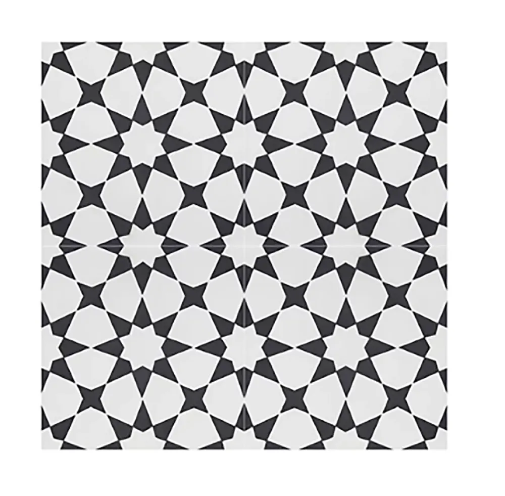 Pegane Boite de 24 Carreaux de ciment véritable 0,96m2 / Carreaux de ciment artisanaux pour sol et mur coloris noir / blanc- Mosaïque Pour Pièce À Vivre|Mosaïque Pour Wc