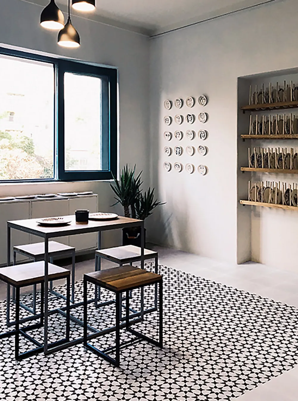 Pegane Boite de 24 Carreaux de ciment véritable 0,96m2 / Carreaux de ciment artisanaux pour sol et mur coloris noir / blanc- Mosaïque Pour Pièce À Vivre|Mosaïque Pour Wc