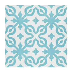 Pegane Boite de 24 Carreaux de ciment véritable 0,96m2 / Carreaux de ciment artisanaux coloris Bleu pour sol et mur - l.20 x L.20 cm- Mosaïque Pour Douche