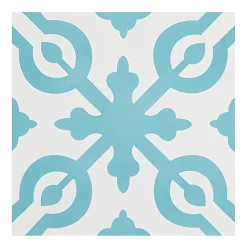 Pegane Boite de 24 Carreaux de ciment véritable 0,96m2 / Carreaux de ciment artisanaux coloris Bleu pour sol et mur - l.20 x L.20 cm- Mosaïque Pour Douche