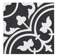Pegane Mosaïque Pour Wc|Mosaïque Pour Pièce À Vivre<Boite de 24 Carreaux de ciment véritable 0,96m2 / Carreaux de ciment artisanaux pour sol et mur coloris noir - l.20 x L.20 cm