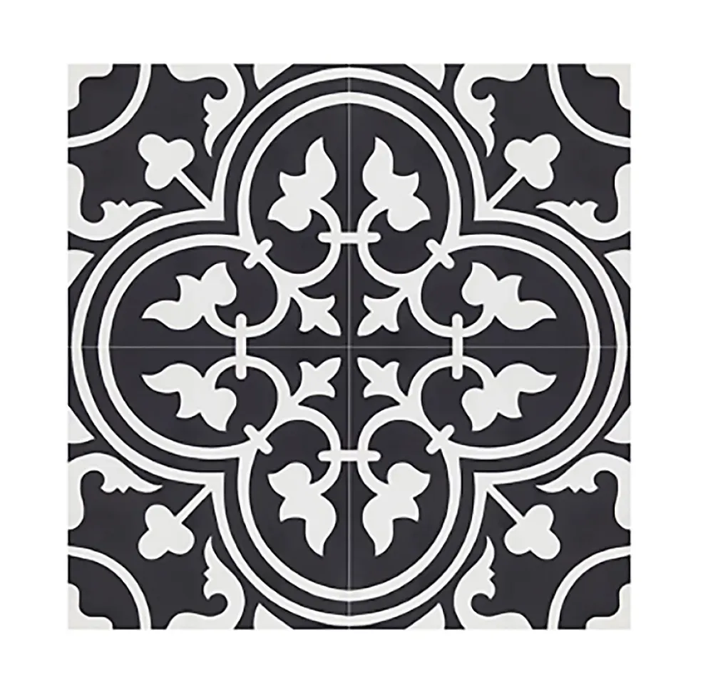 Pegane Mosaïque Pour Wc|Mosaïque Pour Pièce À Vivre<Boite de 24 Carreaux de ciment véritable 0,96m2 / Carreaux de ciment artisanaux pour sol et mur coloris noir - l.20 x L.20 cm