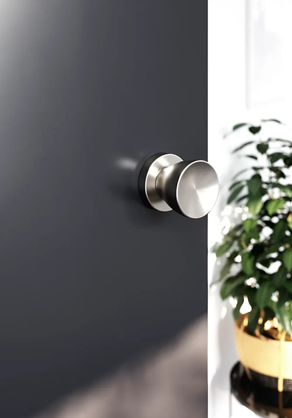 GoodHome Poignée De Porte<Bouton de porte double champignon gris Ø. 48mm x l.48 x H. 44mm