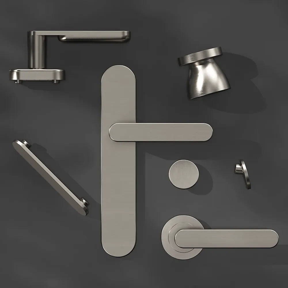 GoodHome Poignée De Porte<Bouton de porte double champignon gris Ø. 48mm x l.48 x H. 44mm