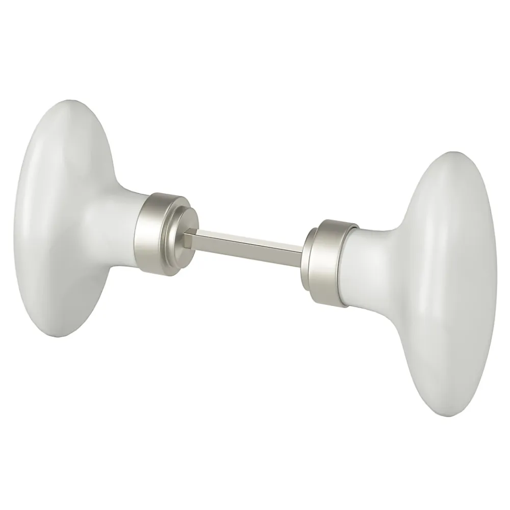 GoodHome Bouton de porte double ovale gris l.42 x H. 65mm- Poignée De Porte