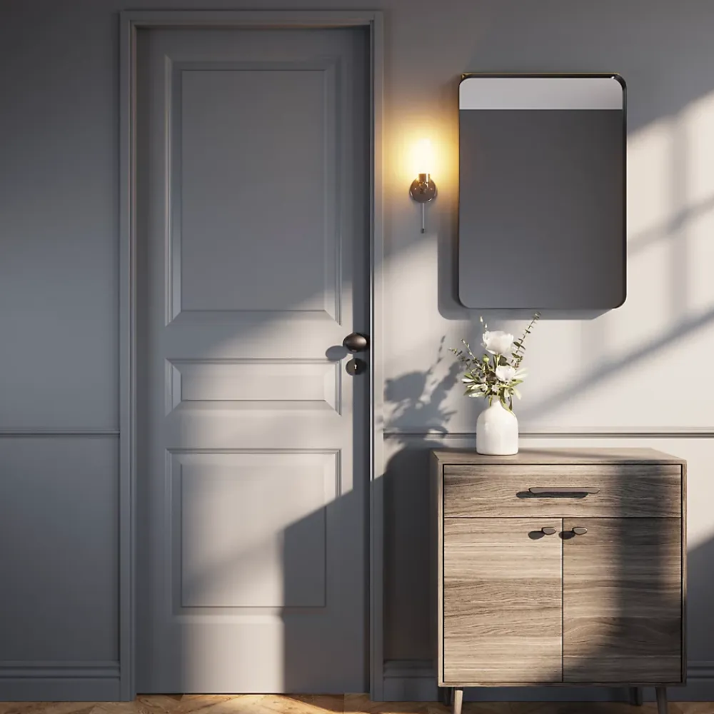GoodHome Bouton de porte double ovale noir Ø. 65mm x l.45 x H. 66mm- Poignée De Porte