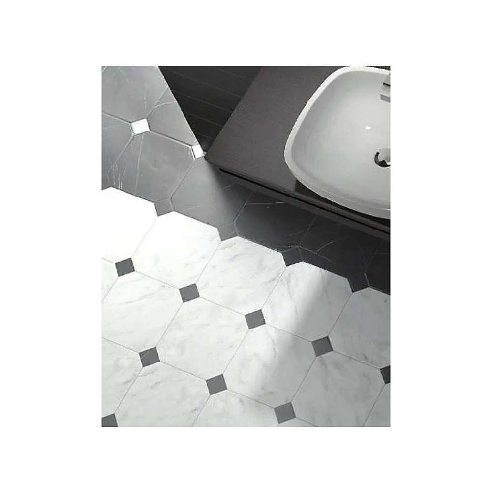 Aelle Carrelage Cabochon sol / mur effet marbre noir mate 4,6x4,6 cm TACO OCTAGON MARMOL NEGRO- Carrelage Sol Effet Marbre|Carrelage Sol Pour Pièce À Vivre