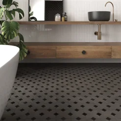 Aelle Carrelage Cabochon sol / mur mate 3,4x3,4 cm Taco KASBAH BLACK HAT MATT- Carrelage Sol Uni